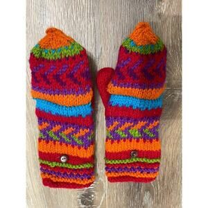 100% Wool Hand Knit Lunieva Woolen Convertible Mittens